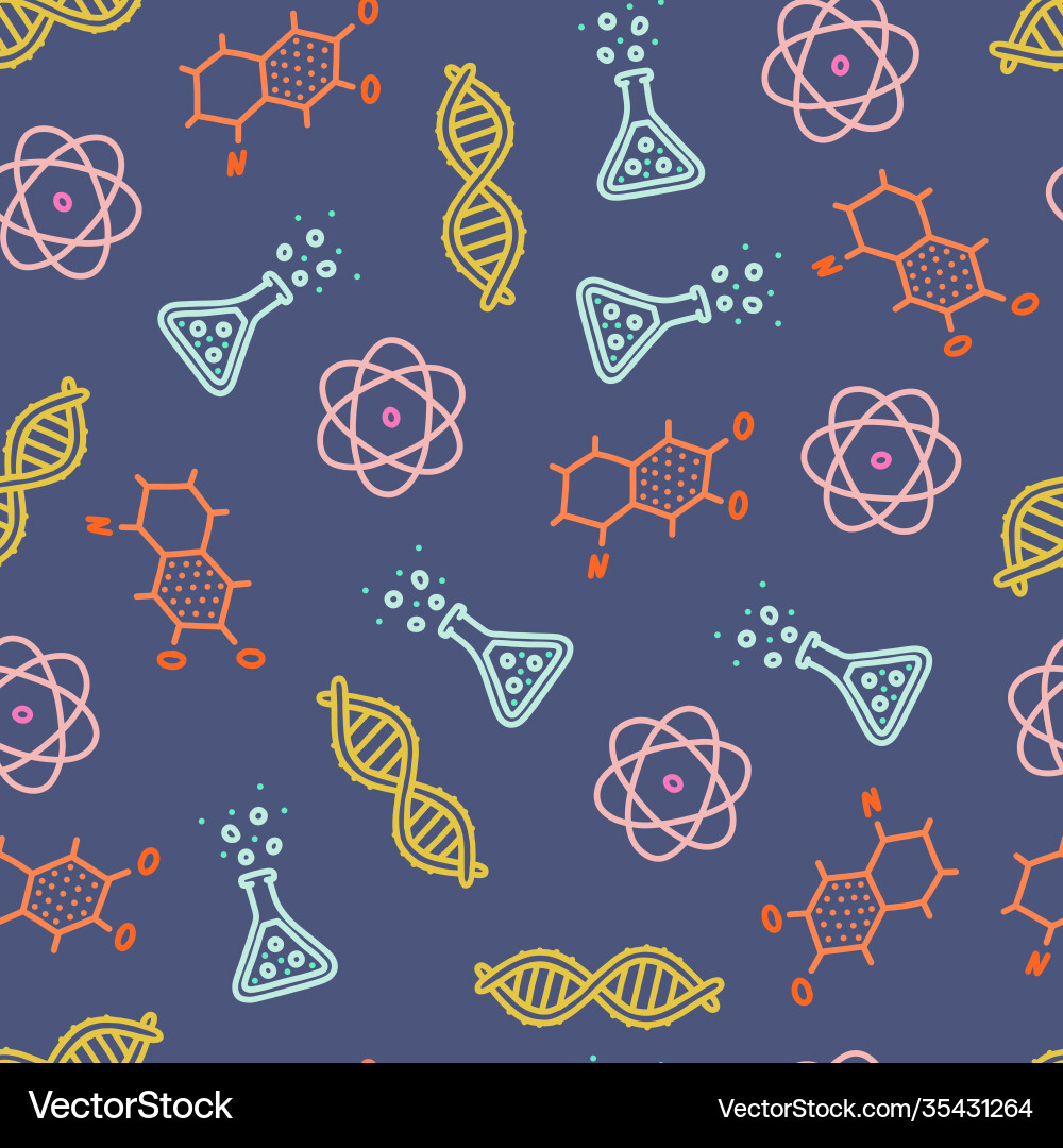 Seamless pattern with scientific objects hand Seamless pattern with scientific objects hand vector image