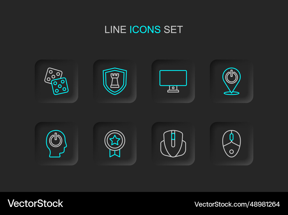 Set line computer mouse game rating with medal Vector Image
