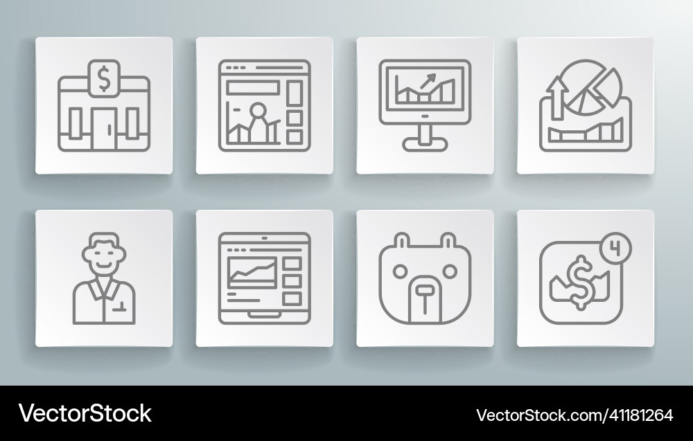 Set Line Trader Website mit Wachstumsdiagramm Set Line Trader Website mit Wachstumsdiagramm vektorbild