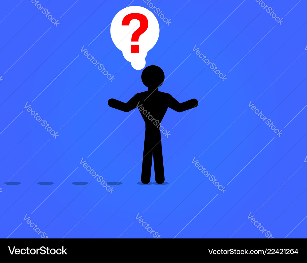 Stick man thinking about a solution to question Stick man thinking about a solution to question vector image