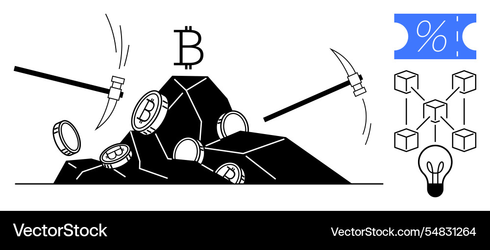 Visual representation of bitcoin mining Visual representation of bitcoin mining vector image