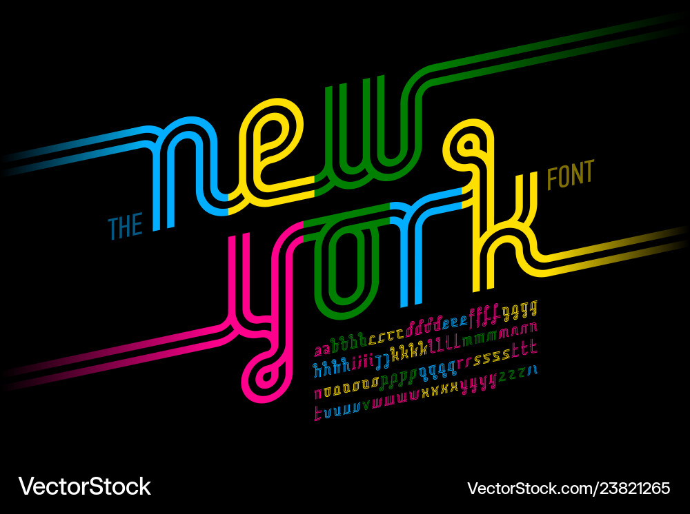 Colorful Continuous Line Alphabet Font vector image