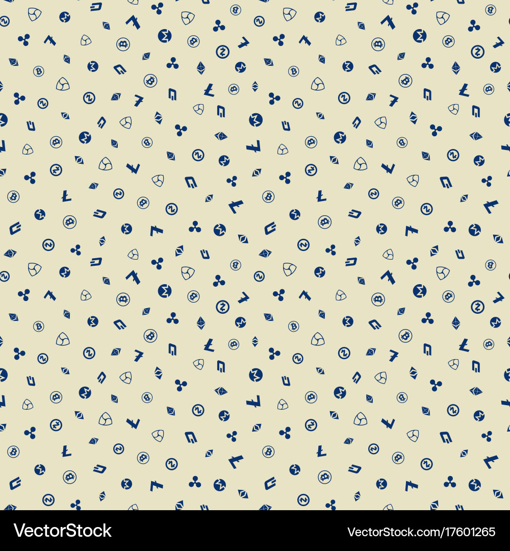 Cryptocurrency seamless pattern background vector image