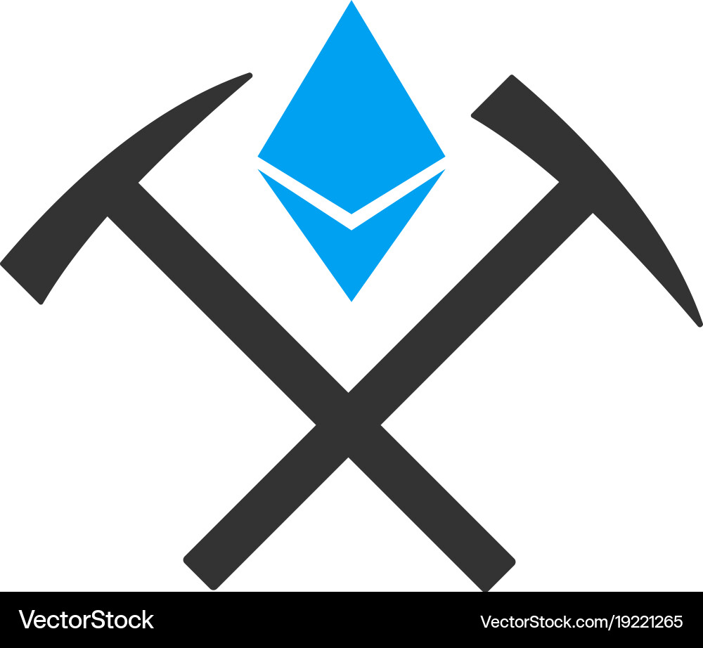 Ethereum mining hammers flat icon Vector Image