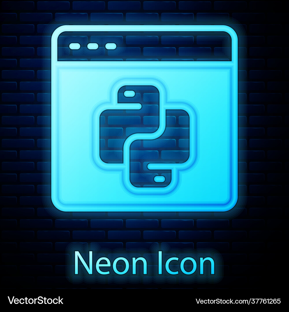 Glowing neon python Programmiersprache Symbol Glowing neon python Programmiersprache Symbol vektorbild