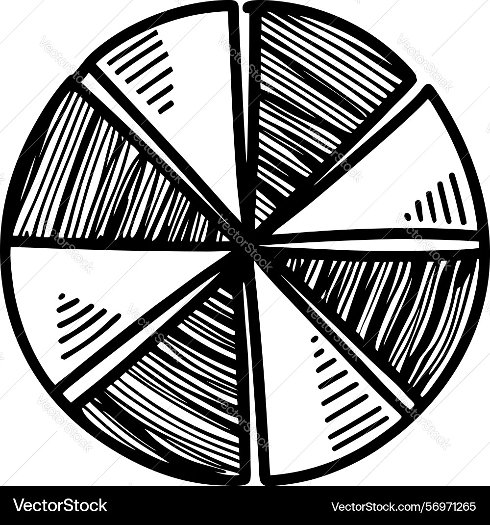 Hand drawn pie chart circular segmented diagram Hand drawn pie chart circular segmented diagram vector image