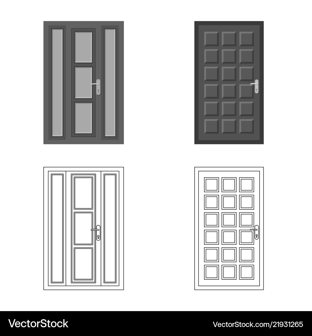 Isolated object of door and front sign collection Vector Image