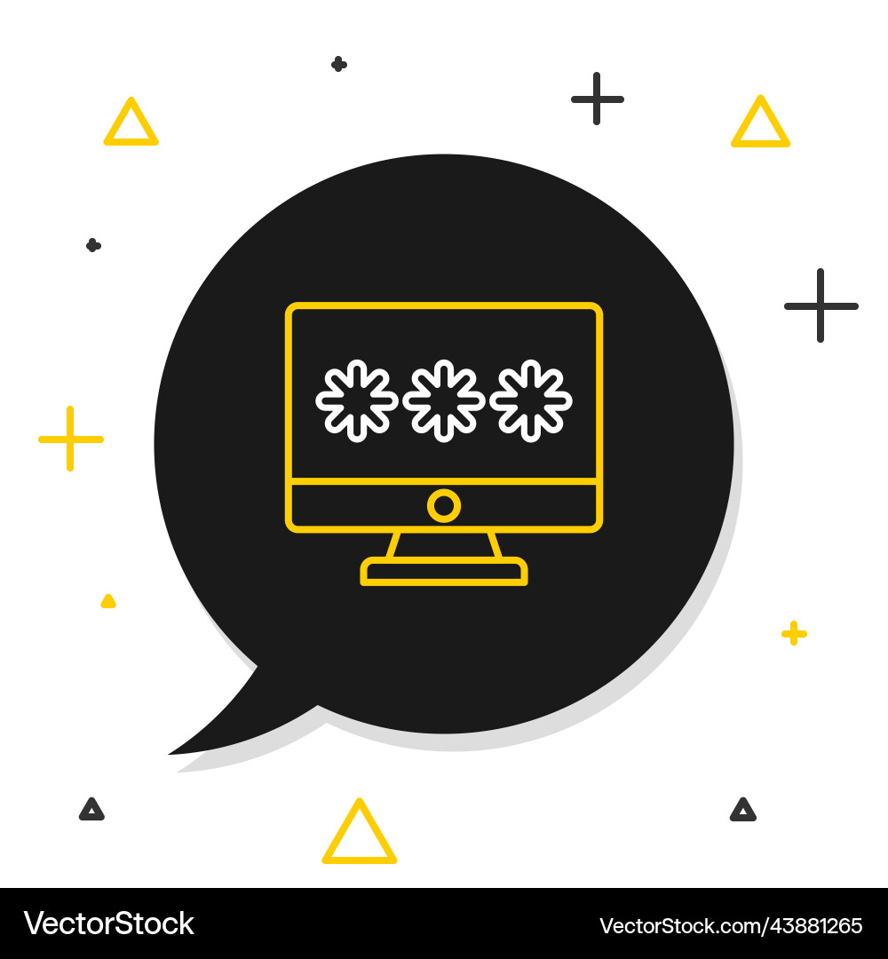 Line monitor with password notification icon Line monitor with password notification icon vector image