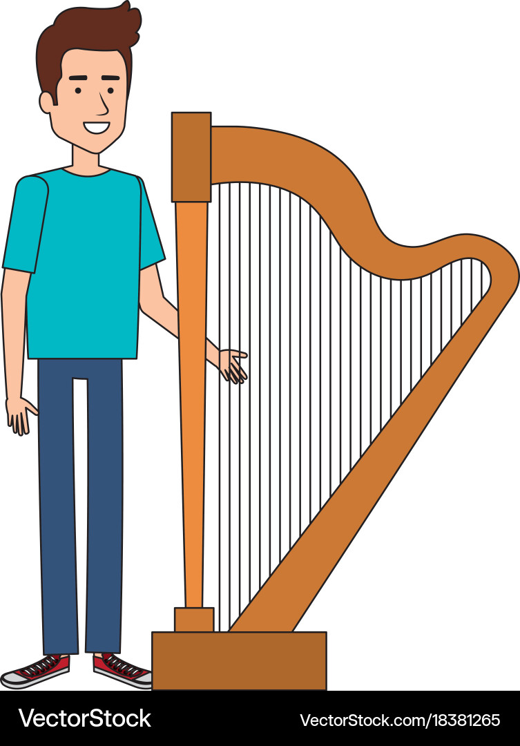 Man playing harp character Vector Image