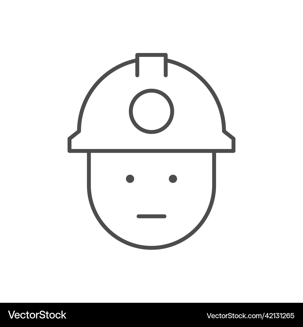 Miner in helmet line outline icon vector image