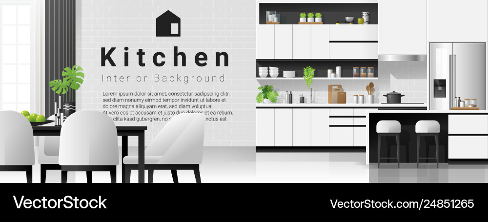 Moderne schwarze und weiße Küche Hintergrund Moderne schwarze und weiße Küche Hintergrund vektorbild
