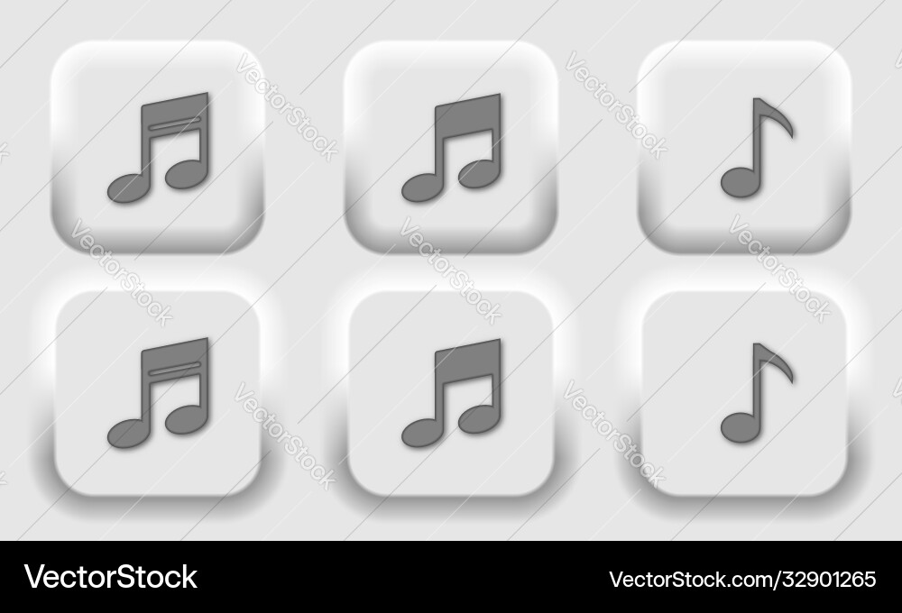 Musical keys on grey buttons neumorphic design Vector Image