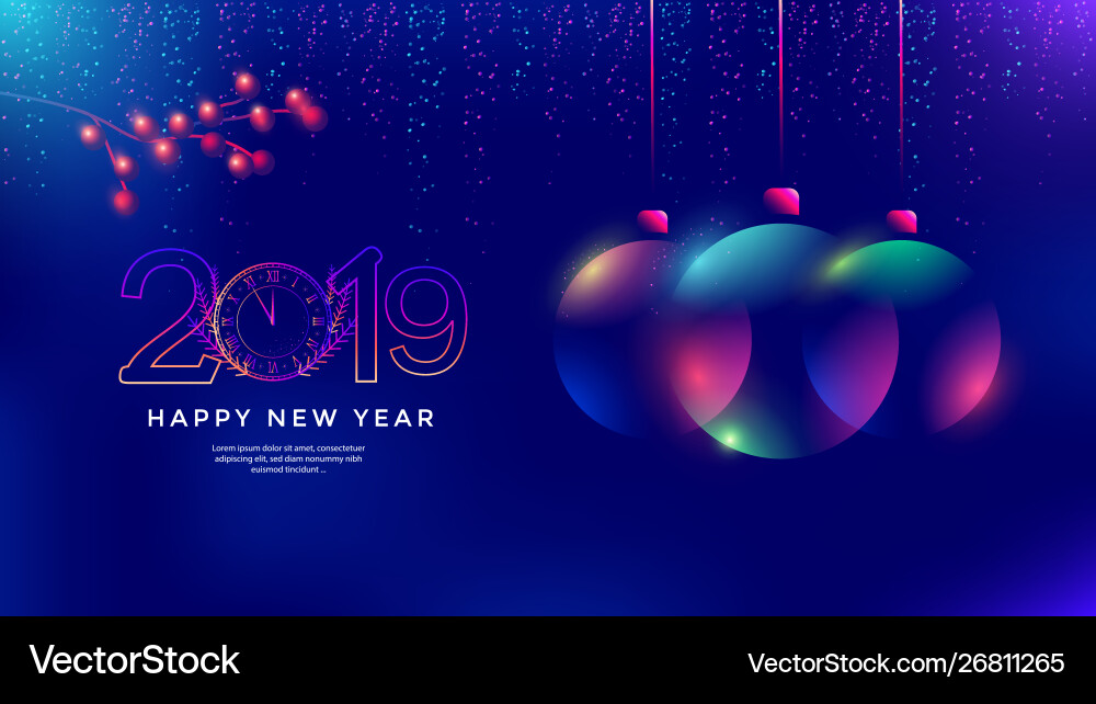 New year greeting card design with christmas ball New year greeting card design with christmas ball vector image