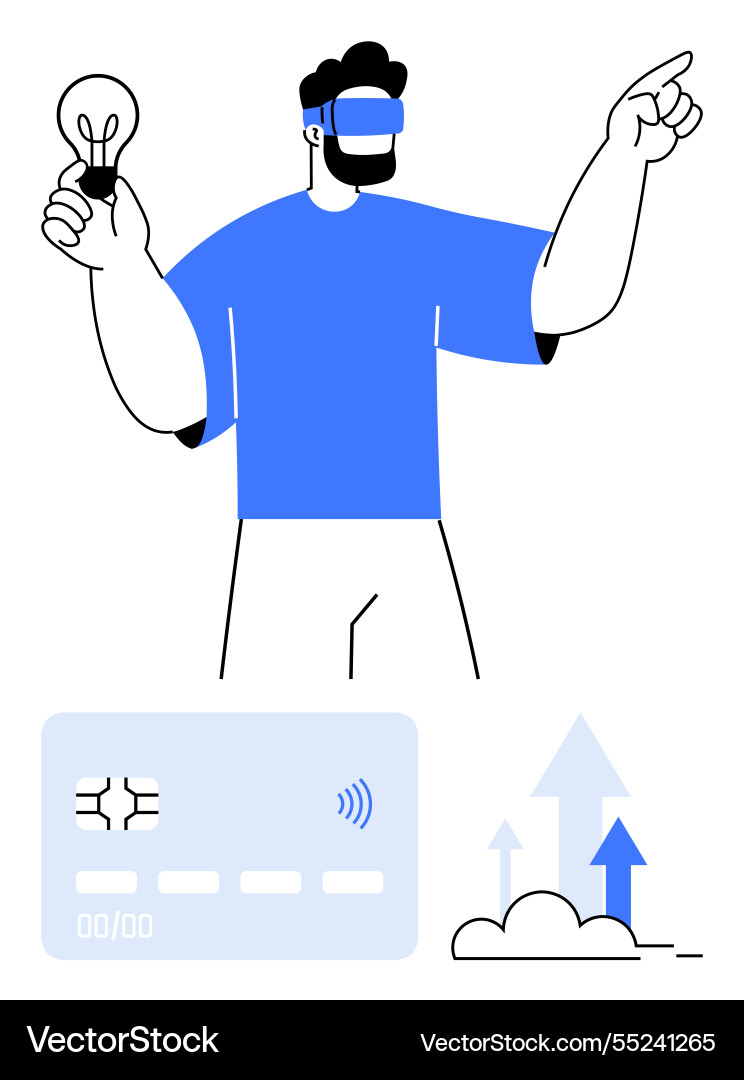 Person in Virtual Reality Headset Person in Virtual Reality Headset vektorbild