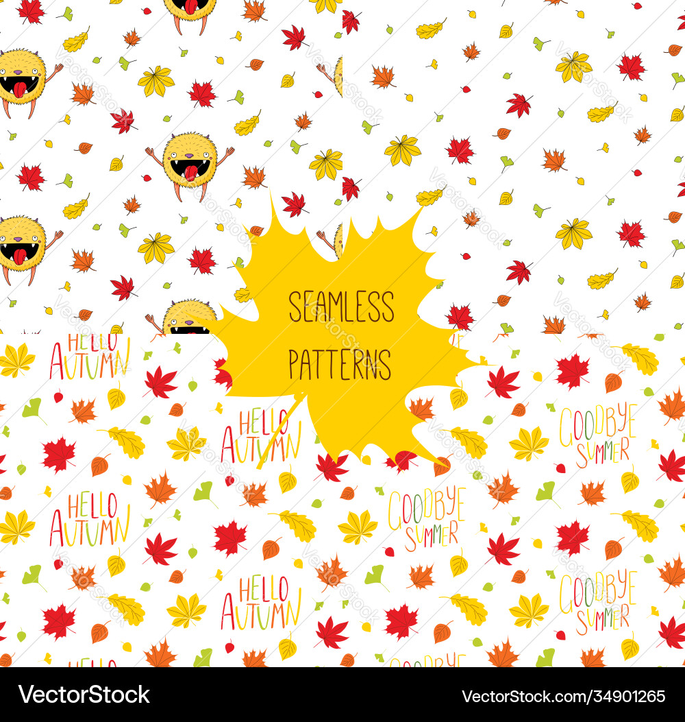 Set autumn patterns Vector Image