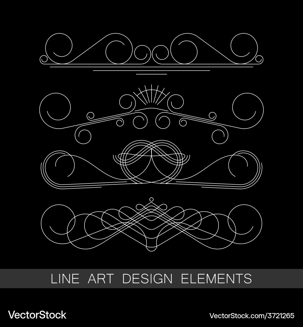 Set of line art border elements for design vector image
