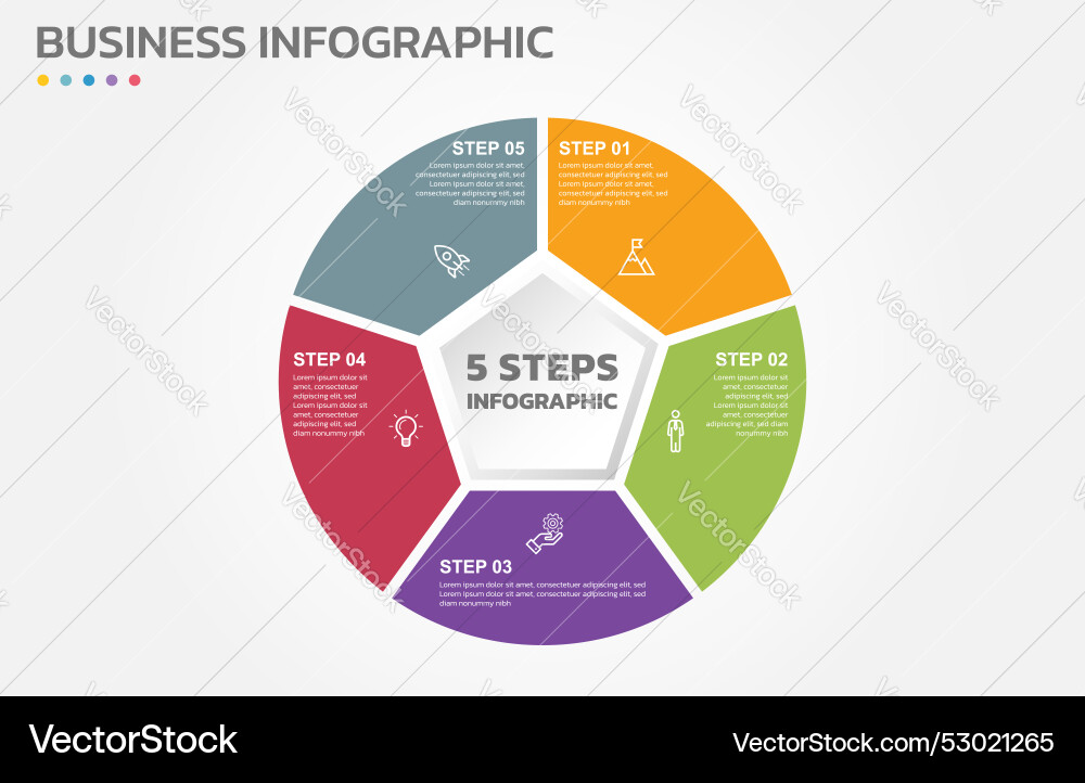 Visual data presentation cycle diagram with 5 Vector Image