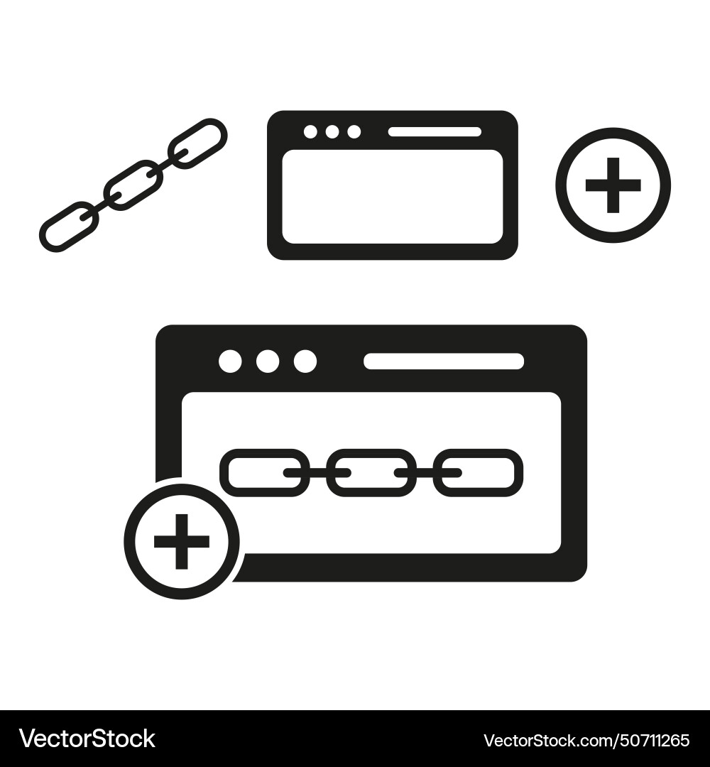 Web browser and hyperlink icons Vector Image