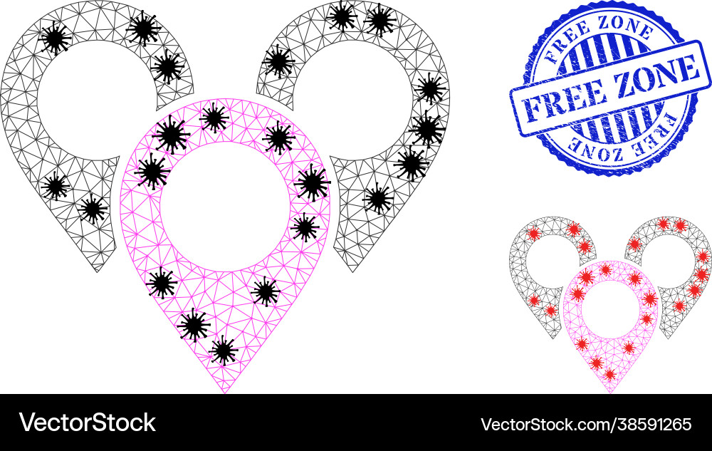 Wire frame mesh map marker group icons Wire frame mesh map marker group icons vector image