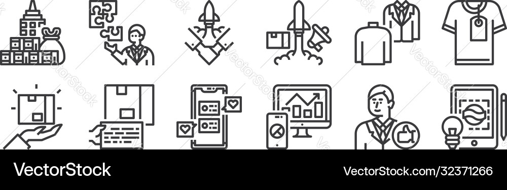 12 set linear branding icons thin outline 12 set linear branding icons thin outline vector image