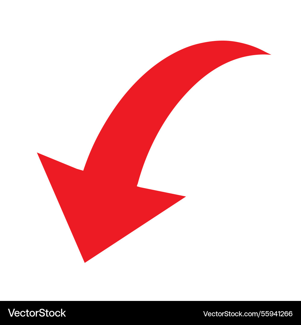 A simple red curved arrow pointing to the right A simple red curved arrow pointing to the right Vector Image