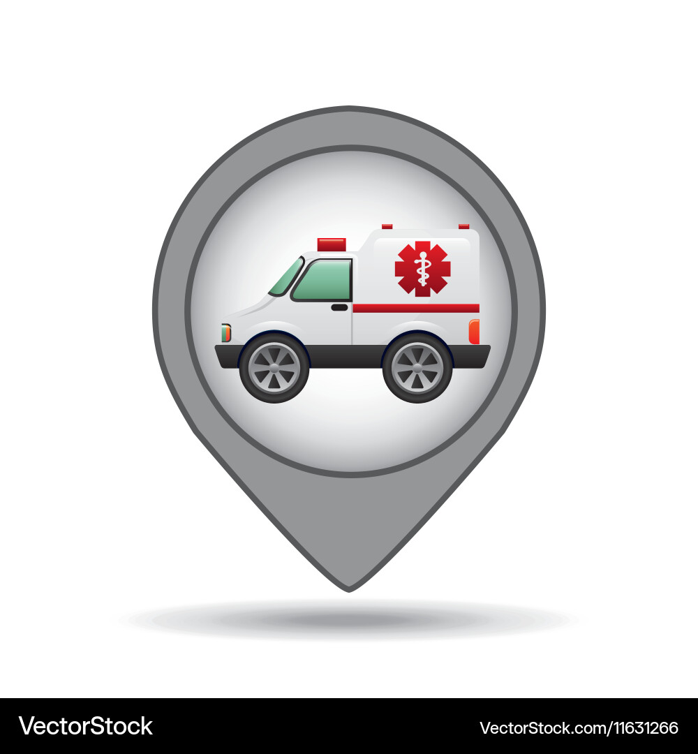 Ambulance car icon map pointer vector image