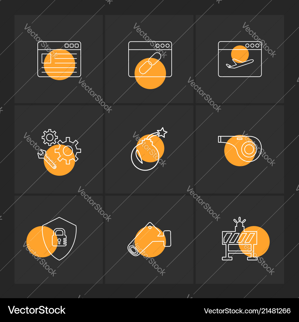 Bomb shield camera whistle windows ui layout vector image