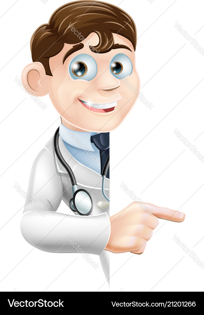 Doctor pointing at banner vector image