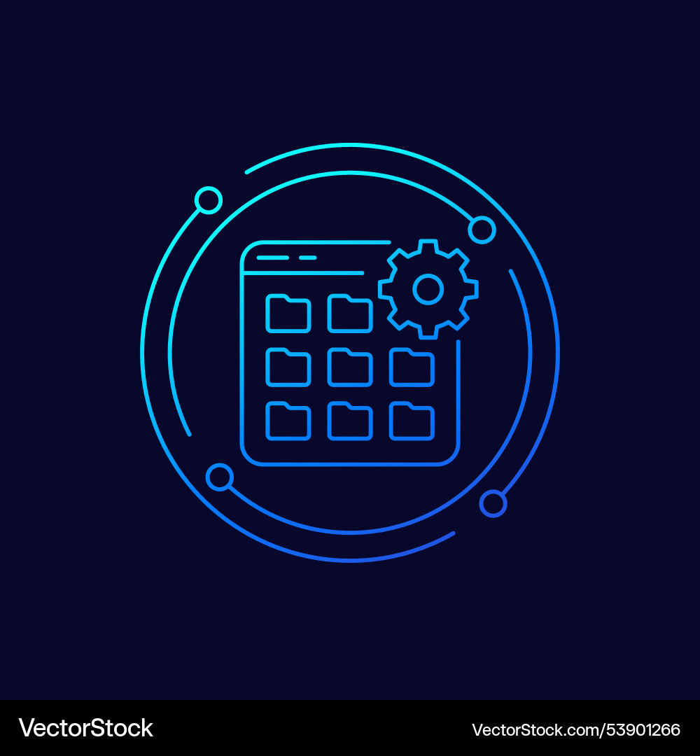 File management icon with folders linear design Vector Image