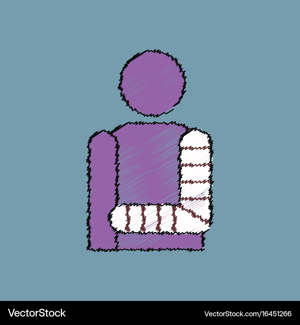Flat shading style icon man with broken arm vector image