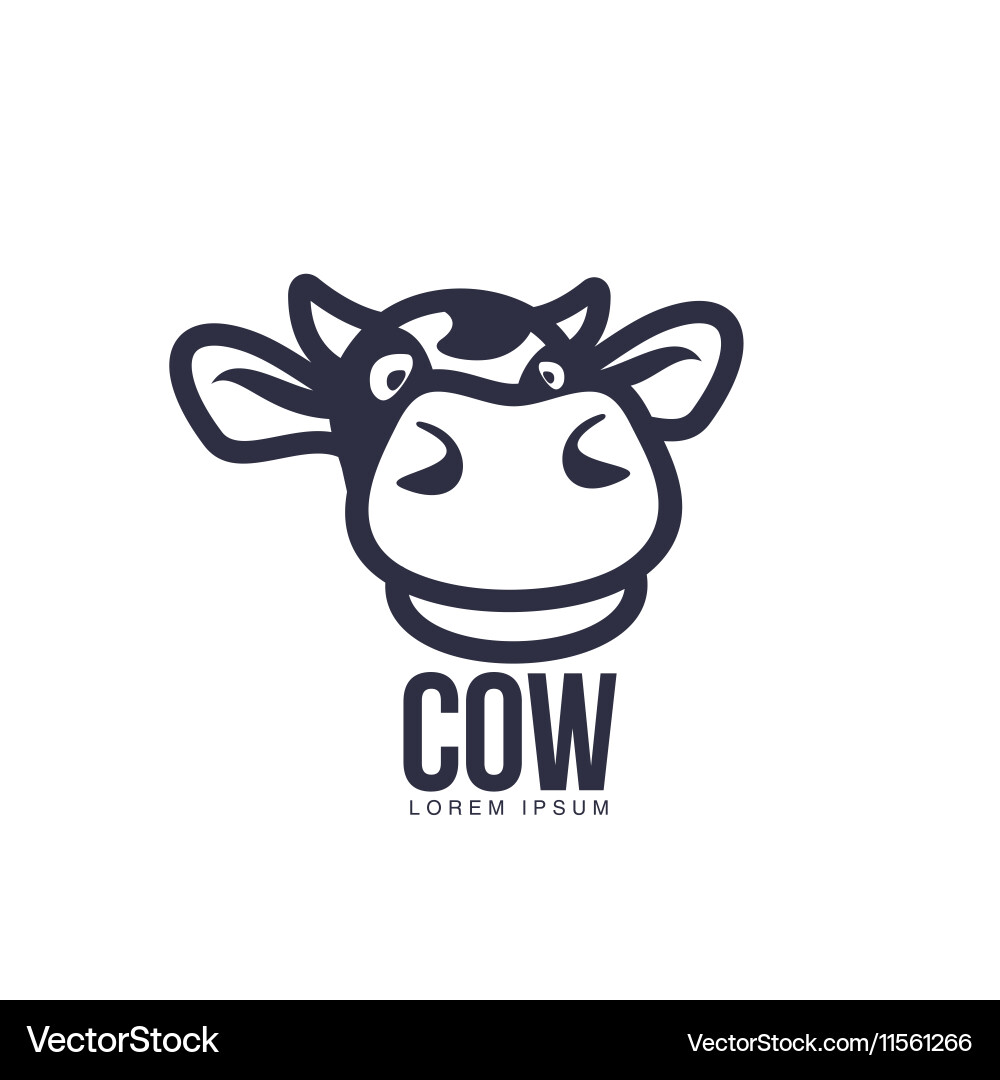 Funny front view cow head logo template vector image