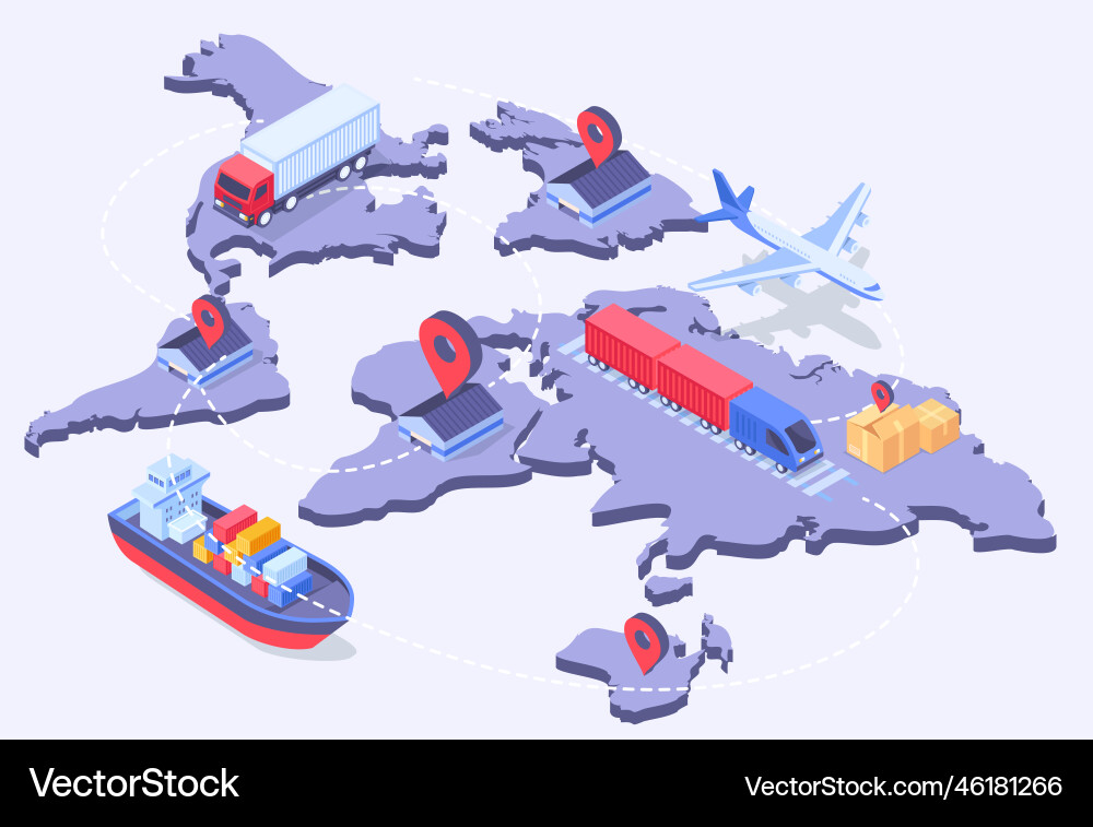 Global logistics isometric Global logistics isometric vector image