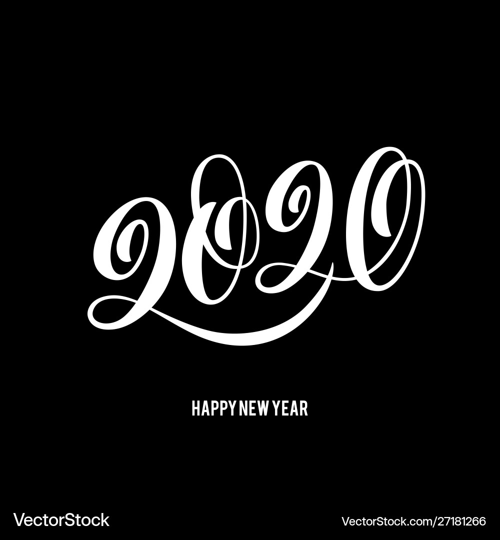 Happy new year 2020 poster with hand drawn Happy new year 2020 poster with hand drawn vector image