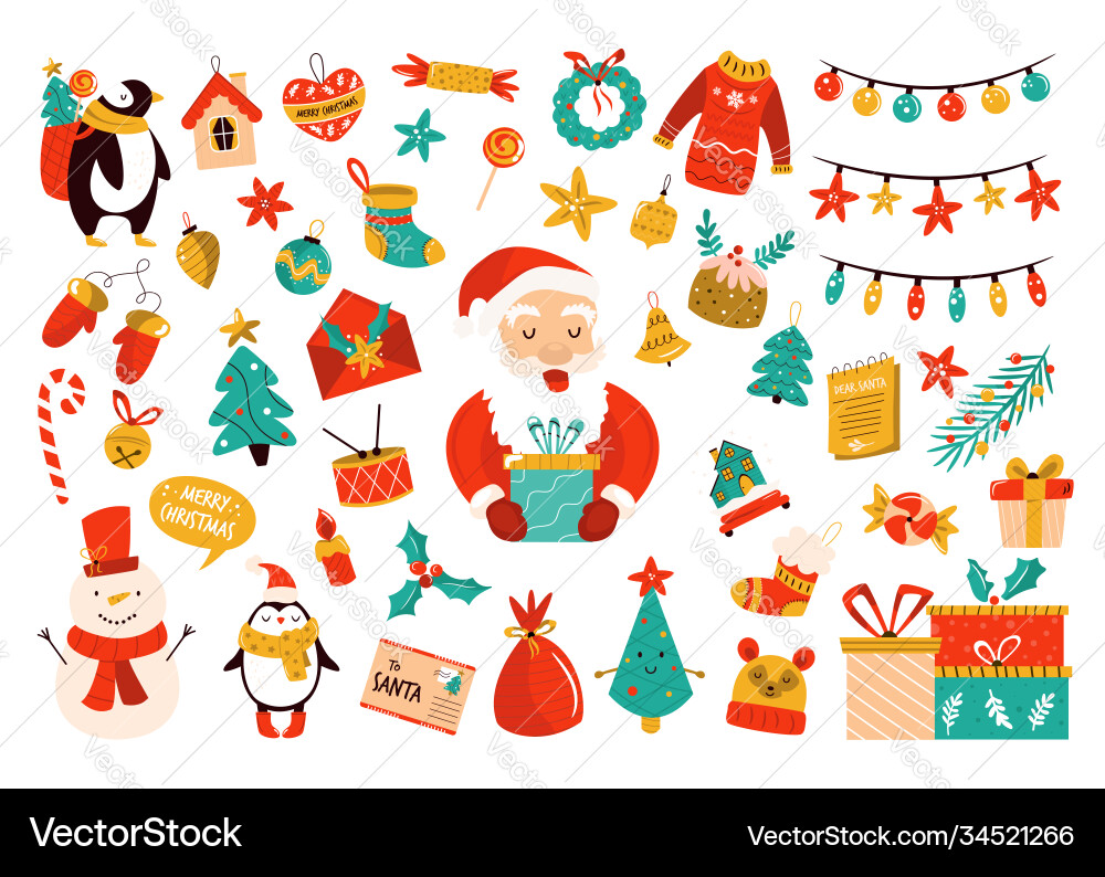 Holiday set with cute characters Holiday set with cute characters vector image