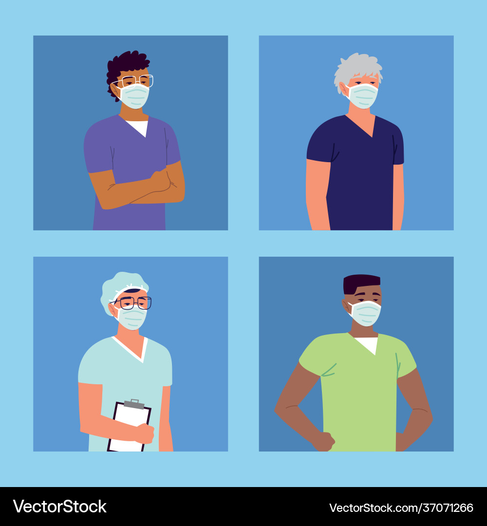 Male Nurses with Masks Vector Image