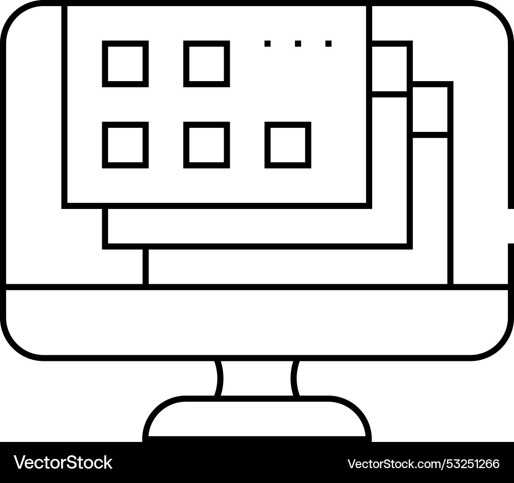 Opened windows of operating system line icon vector image