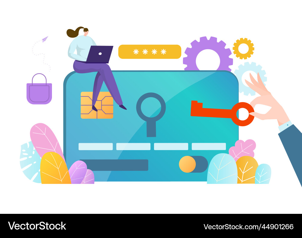 Personal data protection password tiny character Personal data protection password tiny character vector image