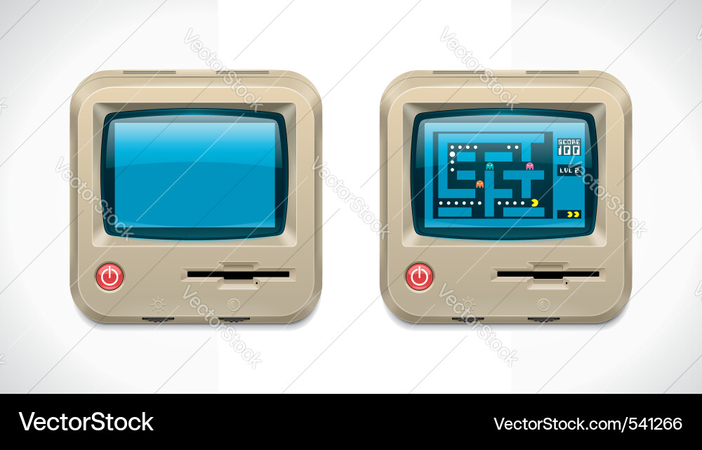 Retro Computer Icon Vector Image