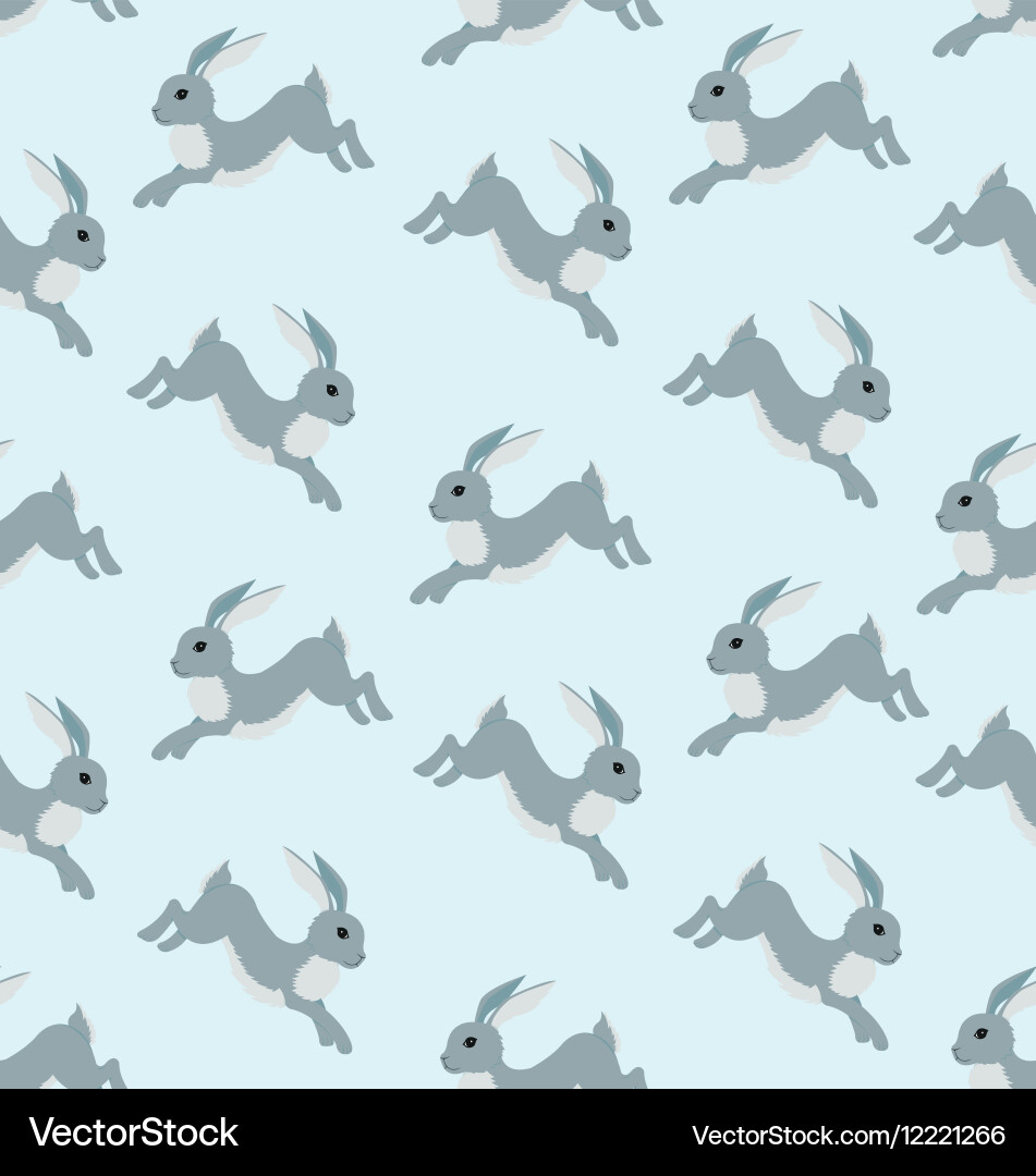 Seamless pattern with running hare Vector Image
