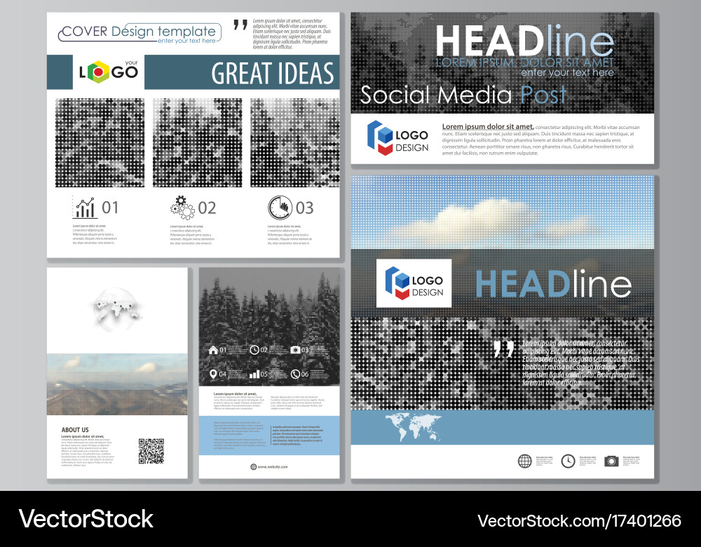 Social media posts set business templates easy Vector Image