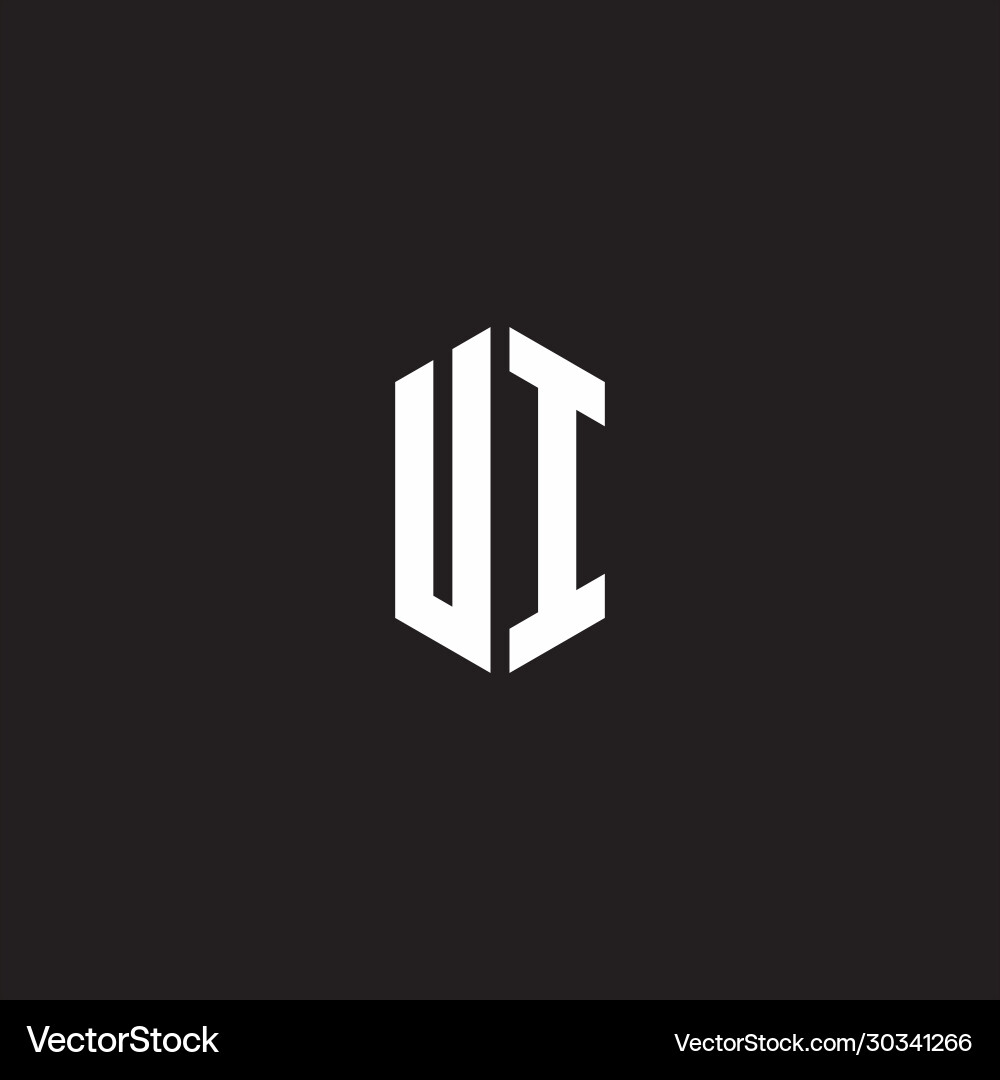 Ui logo monogram with hexagon shape style design Ui logo monogram with hexagon shape style design vector image