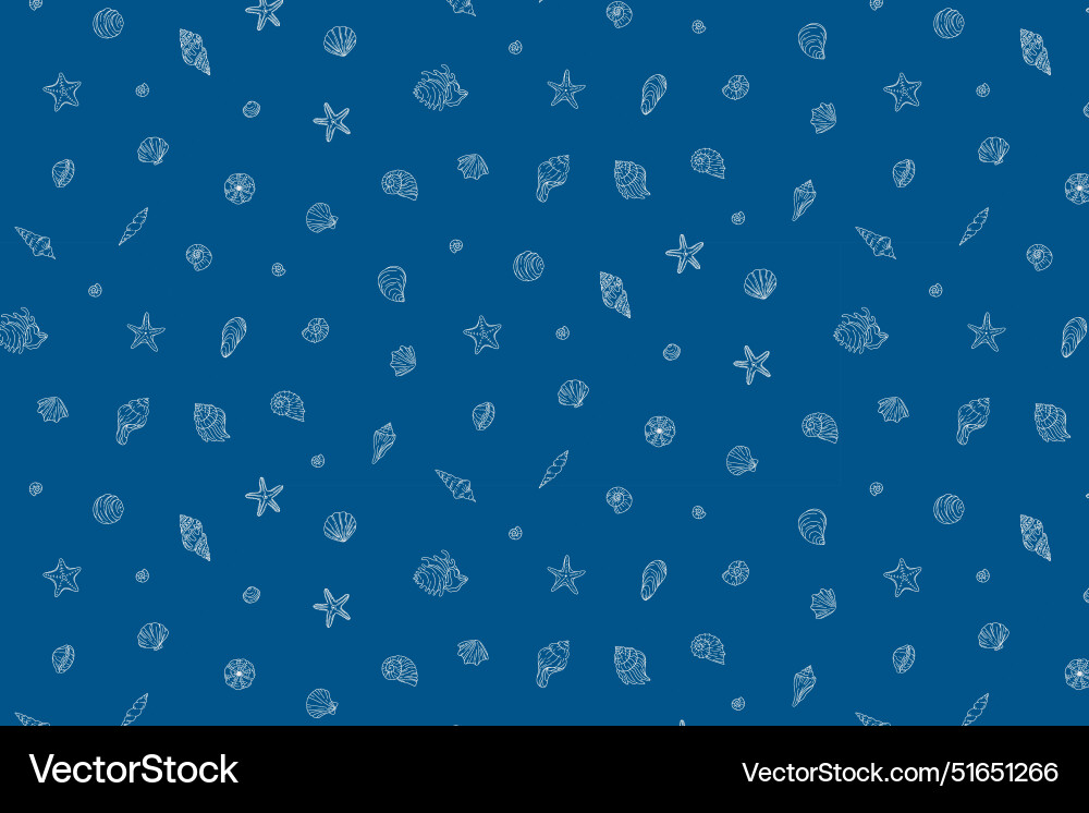 Underwater seamless pattern with seashells line Vector Image