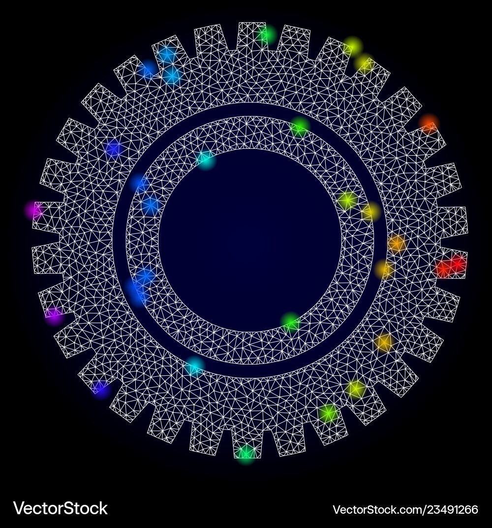Wire frame mesh clock gear with spectrum Wire frame mesh clock gear with spectrum vector image