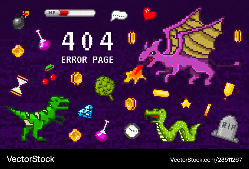 404 Fehlerseite nicht gefunden Pixel Art 8 Bit Objekte 404 Fehlerseite nicht gefunden Pixel Art 8 Bit Objekte vektorbild