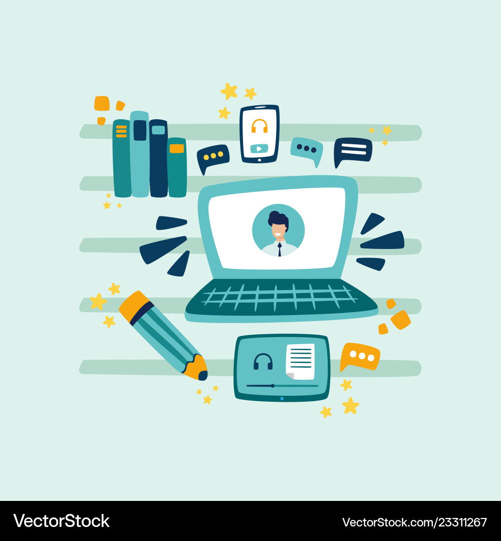 A wide range on-line language learning courses A wide range on-line language learning courses Vector Image