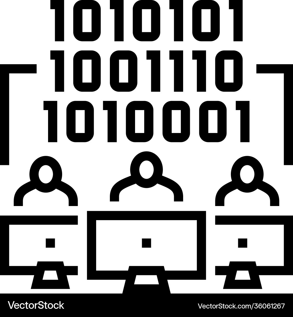 Coding teamwork line icon vector image