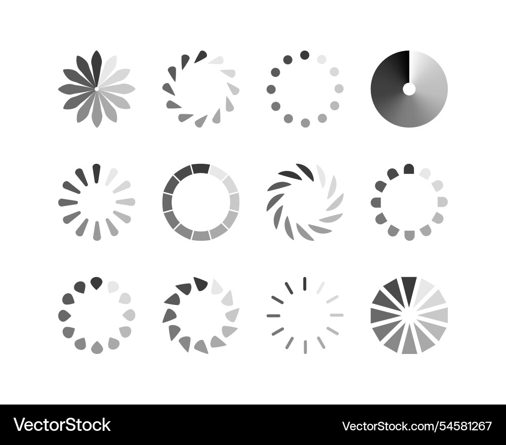 Collection loading bar status icon set of loaded Collection loading bar status icon set of loaded Vector Image