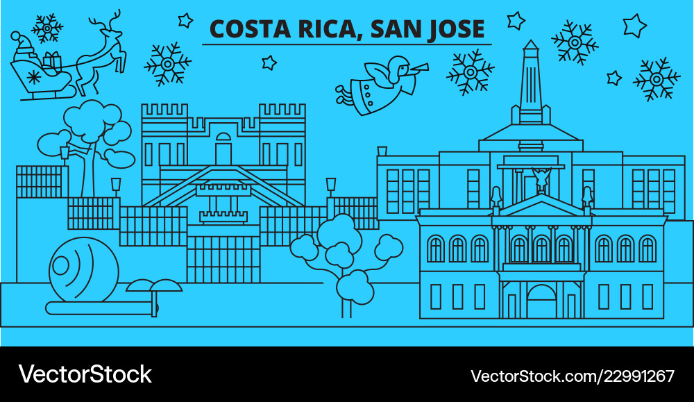 Costa rica san jose winter holidays skyline Costa rica san jose winter holidays skyline vector image