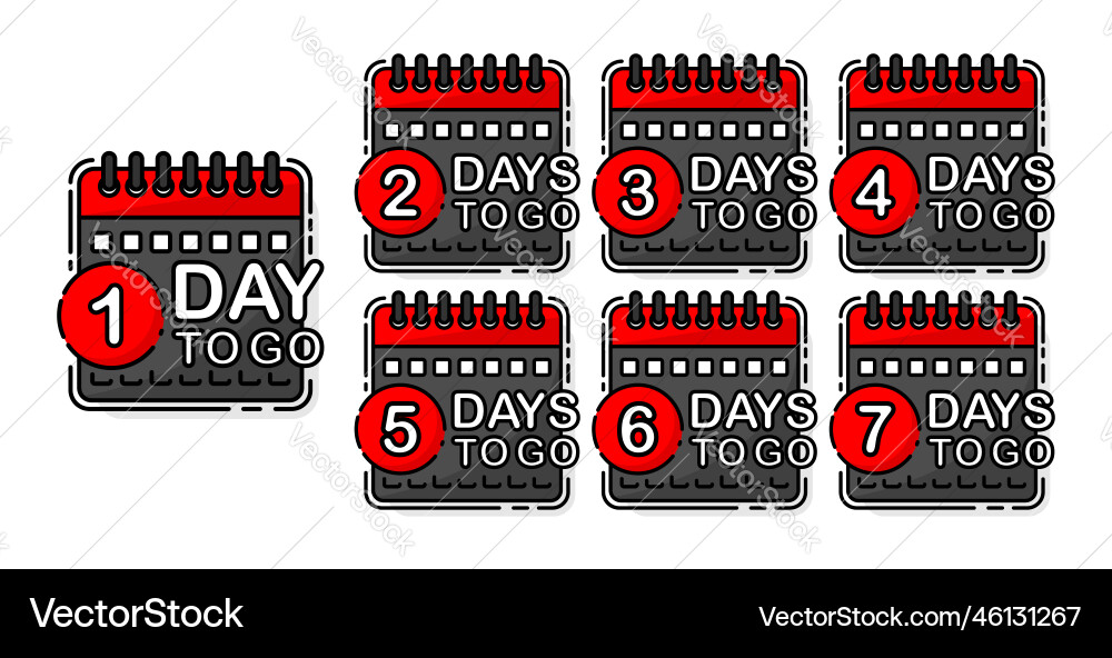 Countdown days to go event in calendar design vector image