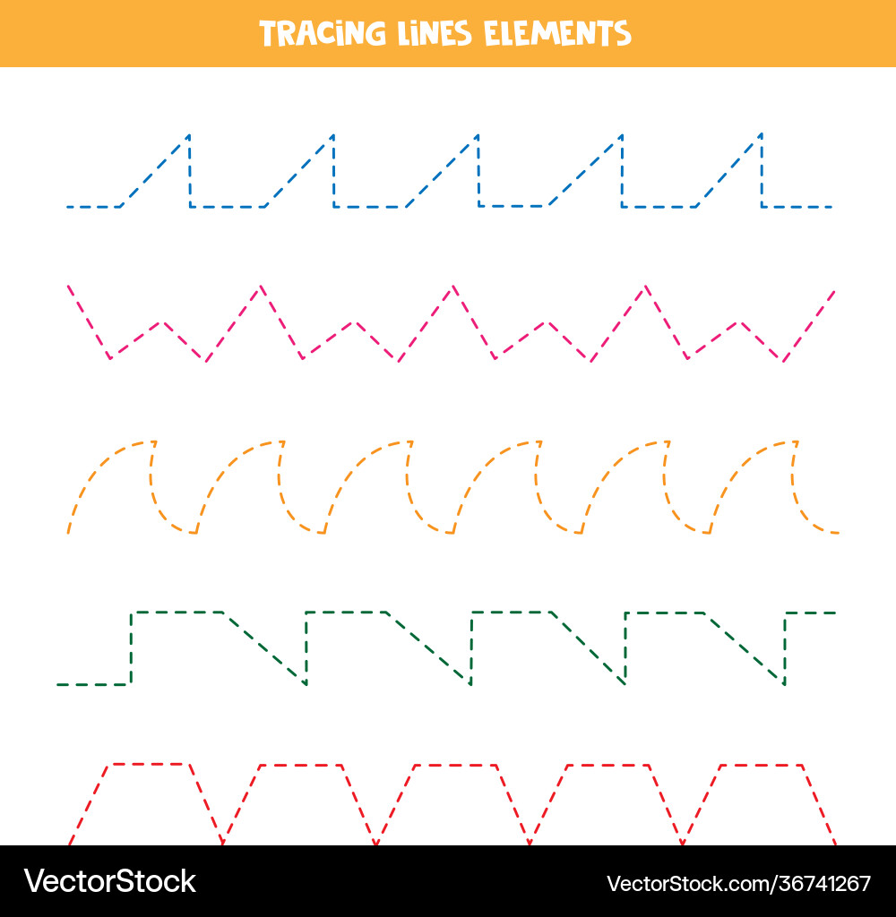 Different kinds dashed lines for writing Vector Image